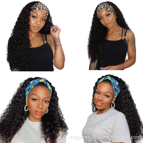 Megalook Wholesale Remy Human Hair Headband Wig,Headband Wig Human Hair For Black Women,Curly Headband Human Hair Wig